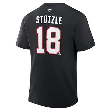 Men's Fanatics Tim Stutzle Black Ottawa Senators Authentic Stack Name & Number T-Shirt