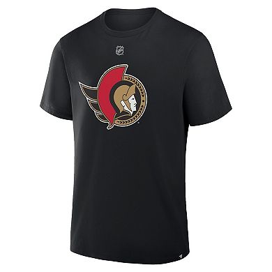 Men's Fanatics Tim Stutzle Black Ottawa Senators Authentic Stack Name & Number T-Shirt