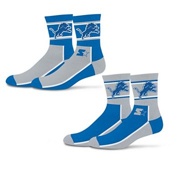 Unisex Starter Blue/Silver Detroit Lions Double Color Block 2-Pack Mid-Crew Socks