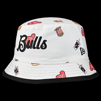 Men's New Era White Chicago Bulls Team Cheer Reversible Bucket Hat