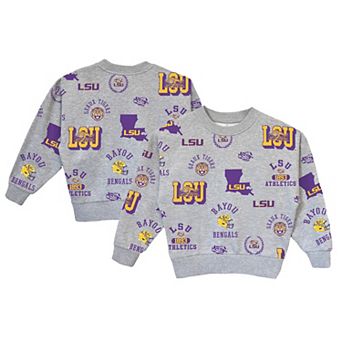 Girls Youth Gameday Couture Gray LSU Tigers Always On Repeat Pullover Sweatshirt