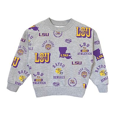 Girls Youth Gameday Couture Gray LSU Tigers Always On Repeat Pullover Sweatshirt