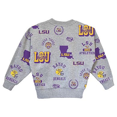 Girls Youth Gameday Couture Gray LSU Tigers Always On Repeat Pullover Sweatshirt