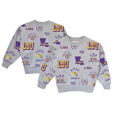 Girls Youth Gameday Couture Gray LSU Tigers Always On Repeat Pullover Sweatshirt
