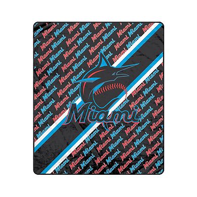 Pegasus Miami Marlins 50" x 60" Diagonal Lined Wordmark Ultra Soft Blanket