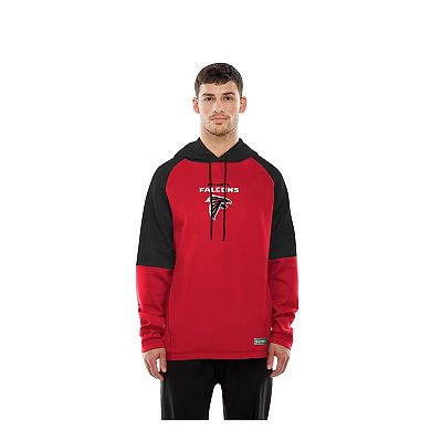 Men's New Era Red Atlanta Falcons Combine Authentic Color Block Raglan Pullover Hoodie