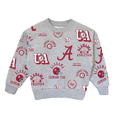 Girls Youth Gameday Couture Gray Alabama Crimson Tide Always On Repeat Pullover Sweatshirt