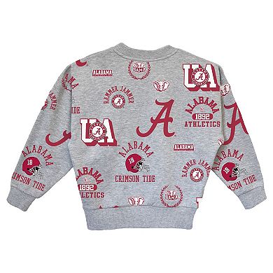 Girls Youth Gameday Couture Gray Alabama Crimson Tide Always On Repeat Pullover Sweatshirt