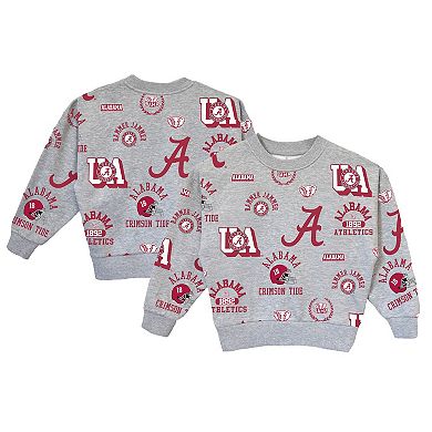 Girls Youth Gameday Couture Gray Alabama Crimson Tide Always On Repeat Pullover Sweatshirt