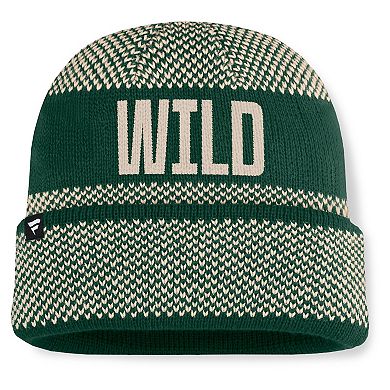 Men's Fanatics Green/Cream Minnesota Wild Fundamentals Shelter Cuffed Knit Hat
