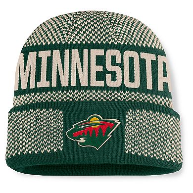Men's Fanatics Green/Cream Minnesota Wild Fundamentals Shelter Cuffed Knit Hat