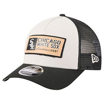 Men's New Era Stone/Black Chicago White Sox Text A-Frame Trucker 9FORTY Hat