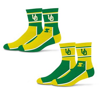 Unisex Starter Green/Gold Oregon Ducks Double Color Block 2-Pack Mid-Crew Socks