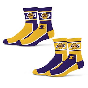 Unisex Starter Purple/Gold Los Angeles Lakers Double Color Block 2-Pack Mid-Crew Socks