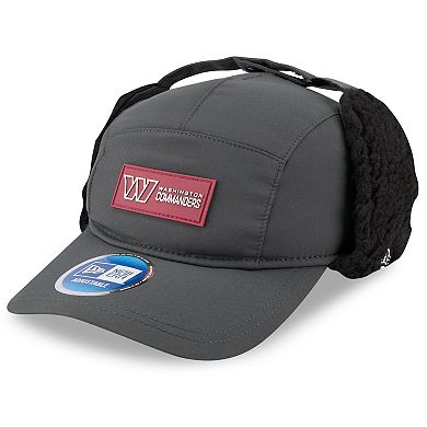 Men's New Era Charcoal Washington Commanders 2025 Sideline Cold Weather Runner Dog Ear Adjustable Hat