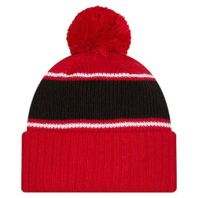 Men's New Era Red Utah Utes Bold Cuffed Knit Hat with Pom