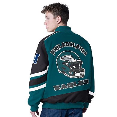 Men's G-III Sports by Carl Banks Midnight Green Philadelphia Eagles Prime Time Full-Zip Racing Jacket
