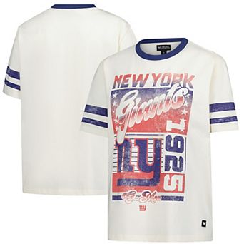 Women's The Wild Collective Cream New York Giants Vintage Drop Shoulder Oversized Boyfriend T-Shirt