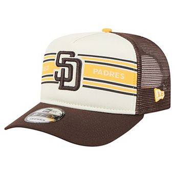 Men's New Era Cream/Brown San Diego Padres Banner A-Frame 9FIFTY Trucker Snapback Hat