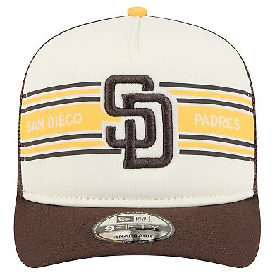 Men's New Era Cream/Brown San Diego Padres Banner A-Frame 9FIFTY Trucker Snapback Hat