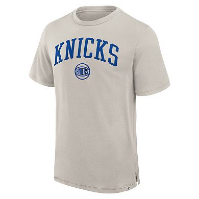 Men's Fanatics Cream New York Knicks Crossover Collection Pull Up Jumper Shot Premium T-Shirt