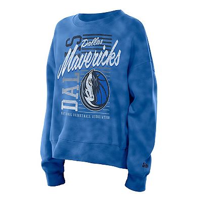 Women's New Era Blue Dallas Mavericks Boxy Throwback Mineral Wash Sweatshirt