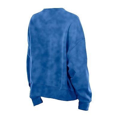 Women's New Era Blue Dallas Mavericks Boxy Throwback Mineral Wash Sweatshirt
