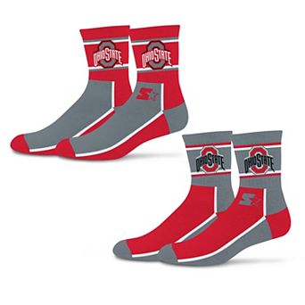 Unisex Starter Scarlet/White Ohio State Buckeyes Double Color Block 2-Pack Mid-Crew Socks