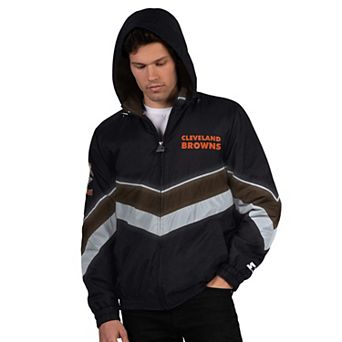 Men's Starter Black Cleveland Browns Thursday Night Gridiron Vintage Logo Full-Zip Hoodie