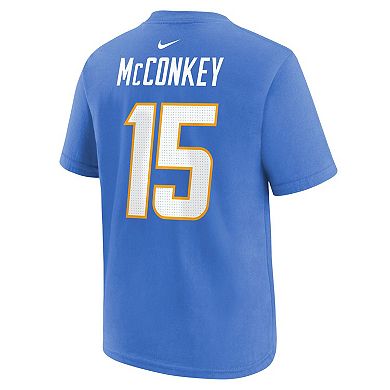 Youth Nike Ladd McConkey Powder Blue Los Angeles Chargers Player Name & Number T-Shirt