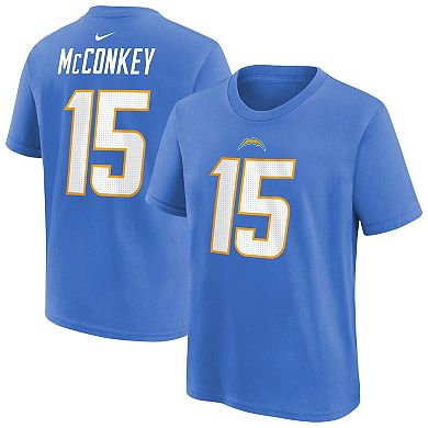 Youth Nike Ladd McConkey Powder Blue Los Angeles Chargers Player Name & Number T-Shirt