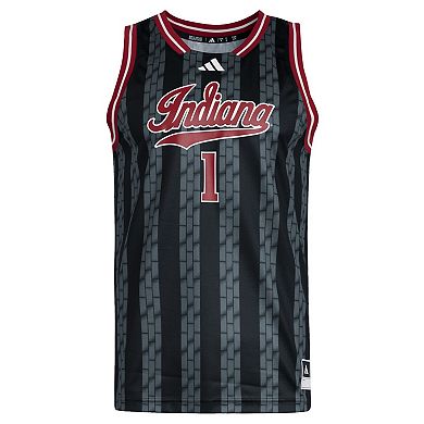 Men's adidas #1 Black Indiana Hoosiers Replica Swingman Jersey