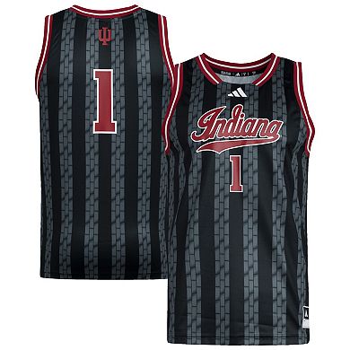 Men's adidas #1 Black Indiana Hoosiers Replica Swingman Jersey