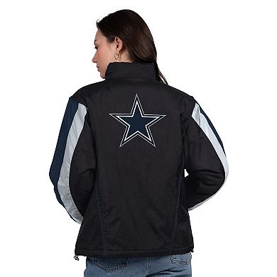 Women's Starter Black/Navy Dallas Cowboys Thursday Night Gridiron Half-Zip Jacket