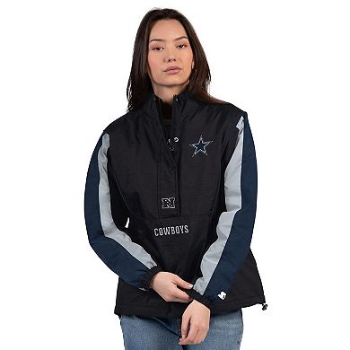 Women's Starter Black/Navy Dallas Cowboys Thursday Night Gridiron Half-Zip Jacket