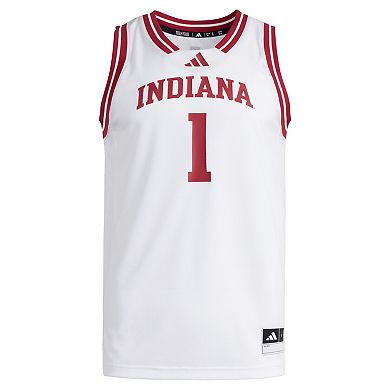 Men's adidas #1 White Indiana Hoosiers Replica Swingman Jersey