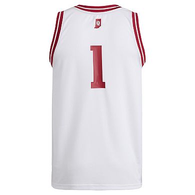 Men's adidas #1 White Indiana Hoosiers Replica Swingman Jersey