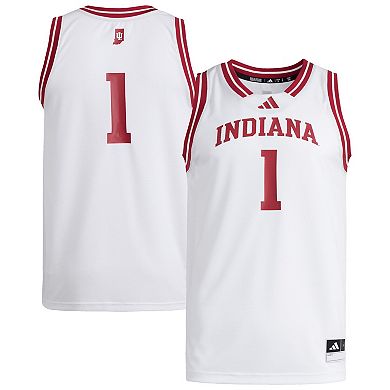 Men's adidas #1 White Indiana Hoosiers Replica Swingman Jersey