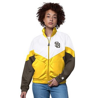 Women's Starter White/Gold San Diego Padres Teamwork Raglan Full-Zip Track Jacket
