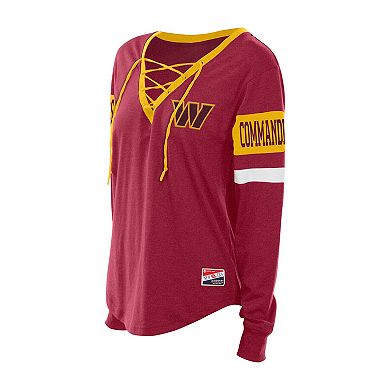 Women's New Era Burgundy Washington Commanders Throwback Lace-Up Long-Sleeve T-Shirt