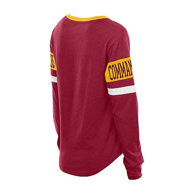 Women's New Era Burgundy Washington Commanders Throwback Lace-Up Long-Sleeve T-Shirt
