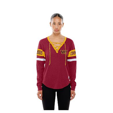 Women's New Era Burgundy Washington Commanders Throwback Lace-Up Long-Sleeve T-Shirt