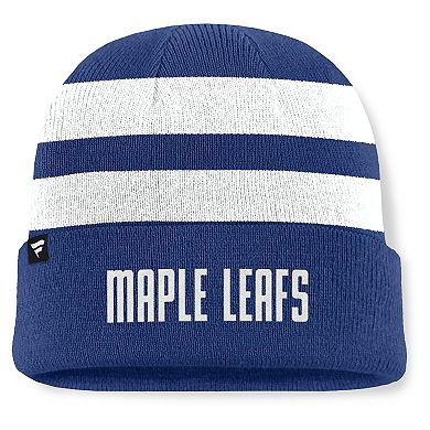 Men's Fanatics Blue/White Toronto Maple Leafs Fundamental Swipe Stripe Cuffed Knit Hat