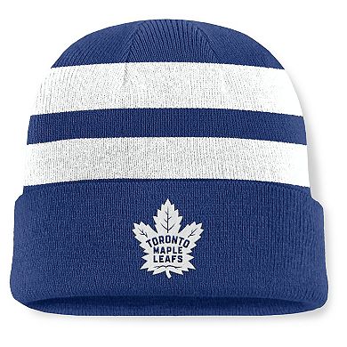 Men's Fanatics Blue/White Toronto Maple Leafs Fundamental Swipe Stripe Cuffed Knit Hat