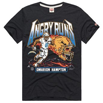 Men's Homage Omarion Hampton Charcoal Los Angeles Chargers Angry Runs Tri-Blend T-Shirt