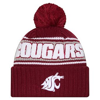 Men's New Era Crimson Washington State Cougars Bold Cuffed Knit Hat with Pom