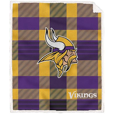 Pegasus Minnesota Vikings Pegasus 60" x 70" Plaid Steel Royal Plush Sherpa Blanket