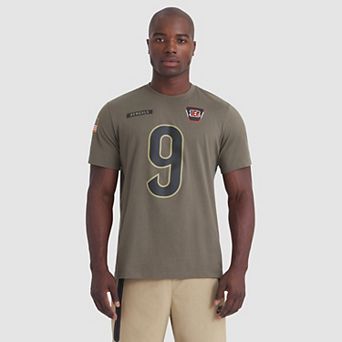 Men's Nike Joe Burrow Olive Cincinnati Bengals 2025 Salute to Service Name & Number T-Shirt