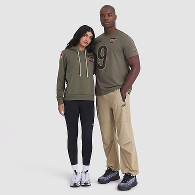 Men's Nike Joe Burrow Olive Cincinnati Bengals 2025 Salute to Service Name & Number T-Shirt