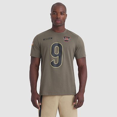 Men's Nike Joe Burrow Olive Cincinnati Bengals 2025 Salute to Service Name & Number T-Shirt